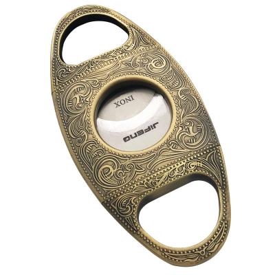 China 2022 Minimalist Smoke Shop Supplier Metal Cigar Knife Stainless Steel Shears Round Key Custom Cigar Cutter Accessories for sale