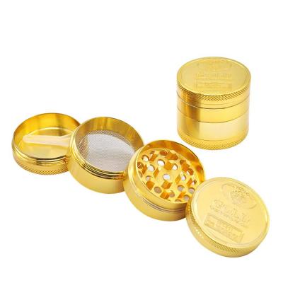 China New Four Layer 40mm Aluminum Alloy Smoking Cigarette Store Gold Cigarette Grinder Metal Cigarette Zinc Alloy Grinder for sale