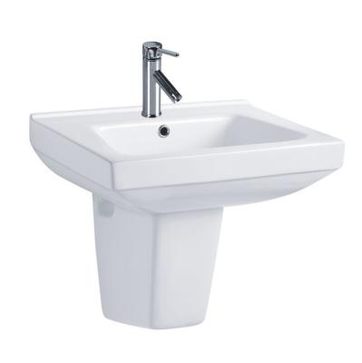 China Modern bathroom white color wall-hung semi pedestal washbasin for sale