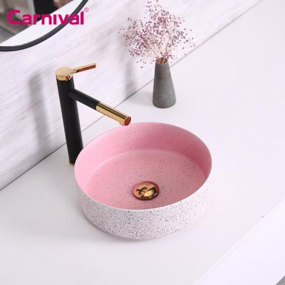 China Good Price Modern Design Easy Clean Sanitary Ware Matte Pink Color Art Basin for sale