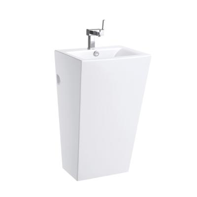 China Modern Ceramic Bathroom Sink Floor Standing Pedestal Wash Basin One Piece Wash Basins for sale