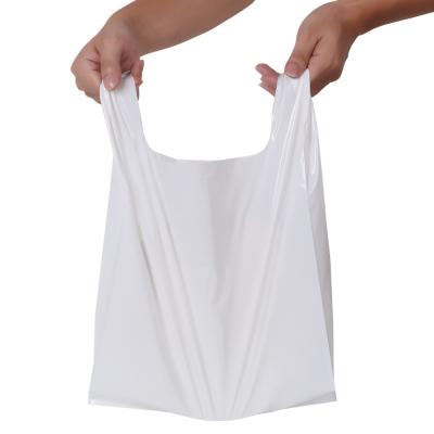 China Eco Choice Biodegradable Plastic T-Shirt Bag With Customized Printed Logo for sale