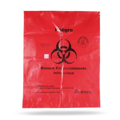 China La basura roja del Biohazard del grueso 0.045m m 0.07m m empaqueta estándares de ASTM en venta