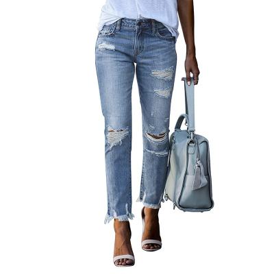 China Fashion Sale Women's Friend Hot QUICK DRY Casual Distressed Jeans for sale