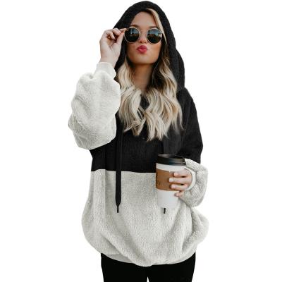 China Wholesale New Style Hairy Colorblock Hoodies Anti Shrink For Women for sale