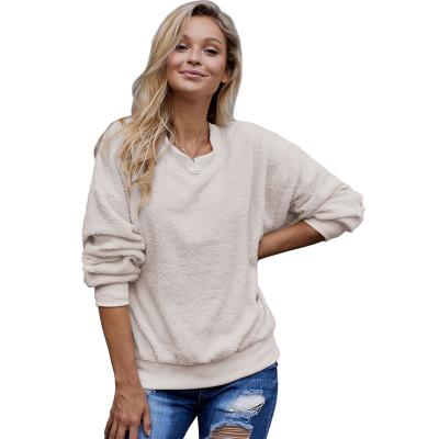 China Terry Thread Cashmere Crewneck Beige Women's Hoodies White Sweatshirts Anti-pilling Sweatshirt New Fashion for sale