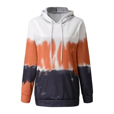 China Wholesale Anti-Shrink Ladies Tops Long Sleeve Tie Dye Print Pullover Hoodies Latest Custom Design Gradient For Women for sale