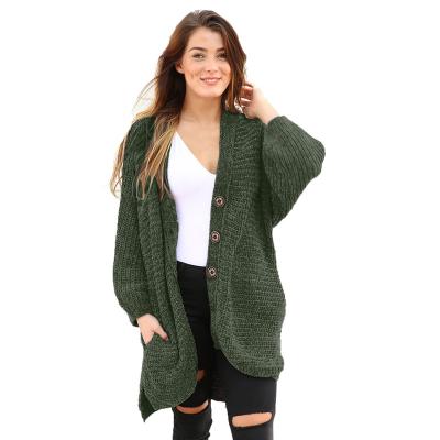 China Anti-pilling 2020 New Pattern Ladies Chenille Buttoned Open Front Sweater Women Knitted Long Cardigan for sale