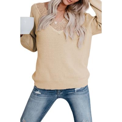 China Anti-pilling 2020 Wholesale Lace Plain Sweater Long Sleeve Knitwear Women for sale