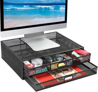 China Other Monitor Stand Riser with Drawer-Mesh Metal Desk Organizer PC, Laptop, Notebook, Printer Holder with Pull Out Storage Drawer for sale