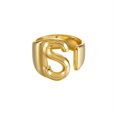 China European and American South Korea Dongdaemun English alphabet fashion gold-plated open female personality retro exaggerated ring for sale