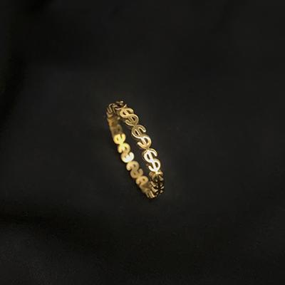 China High Quallity 2023 dollar sign hip hop stainless steel 18K gold  fashion ring for ladies for sale