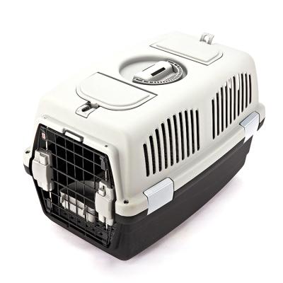 China Plastic Breathable Portable Small Dog Air Transport Shipping Box For Outing Travel for sale