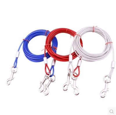 China 1 Dog Harness Durable Fixed Pile Waterproof Nylon Tow Rope 2 Wire Rope Double Leash for sale