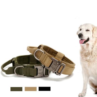 China Padded Outdoor Nylon Pet Dog Supply Luxury Rope Adjustable Tactical Dog Collar Training Dog Collar for sale