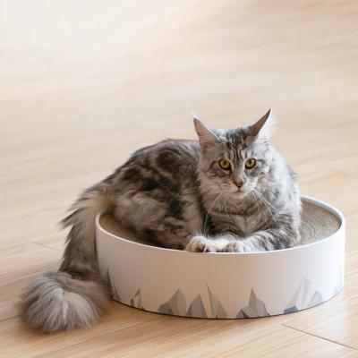 China Wholesale Viable Large Round Shape Pet Cat Scratcher Corrugated Manufacturing Scratcher Lounge Bed for sale