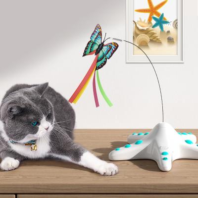 China Sustainable Electronics Turntable Shape Starfish Butterfly Electric Cat Toys Feather Pet for sale