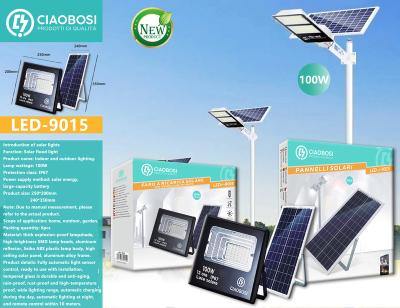 China Warehouse ciaobosi high quality solar led floodlight LED-9015 waterproof outdoor 100W solar led floodlight for sale