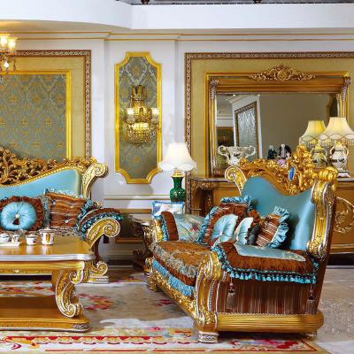 Κίνα European designs French classic furniture golden living room sectional sofa sets luxury hand carved antique home furniture sofas προς πώληση