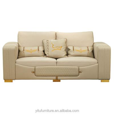 中国 Living room sofas modern home furniture set natural marble table sectional leather sofa wooden frame luxury high quality sofas 販売のため