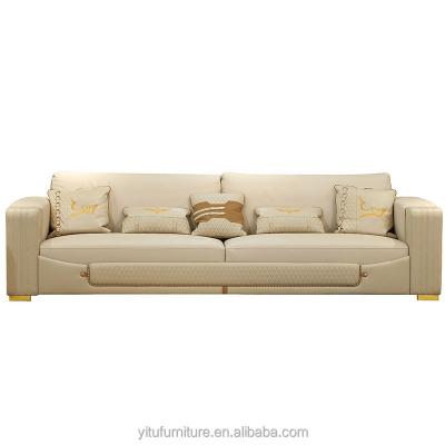 China Living room sofas modern home furniture set natural marble table sectional leather sofa wooden frame luxury high quality sofas en venta