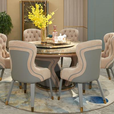 中国 Modern dining room table home furniture sets storage sideboard luxury dining chairs wood cabinet marble round table 販売のため