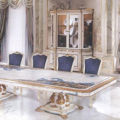 China Modern dining room furniture set European style antique dining table solid wood cabinet rectangle dining table chair for sale