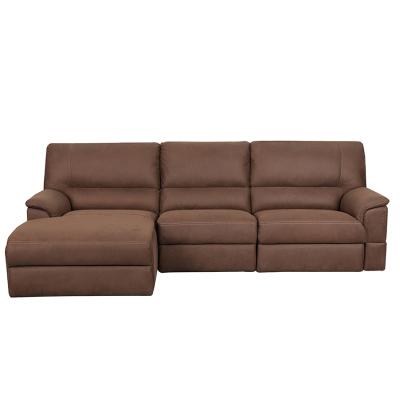 China Hot Sale Modern L Shape Recliner Sofa , Embossing Leather Fabric Recliner Corner Sofa With Small Volume for sale