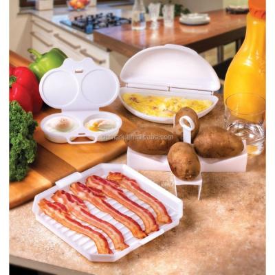 China Sustainable Bacon Rack Potato Baker Omelet Maker Kitchen Tool Microwave Cookware Set for sale