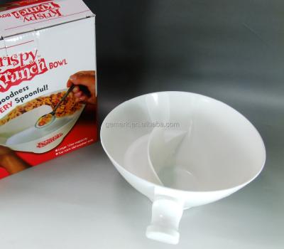 China Sustainable Plastic Cereal Bowl With 2 Compartments Lunch Milk Bowl Salad Bowl for sale