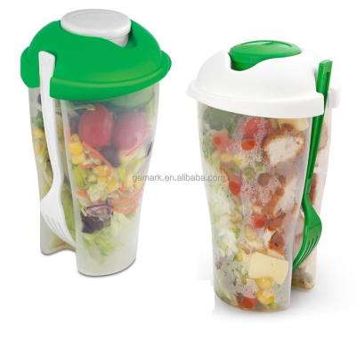 China Sustainable salad to go bottle with dressing plastic bowl and fork food box with fork for sale