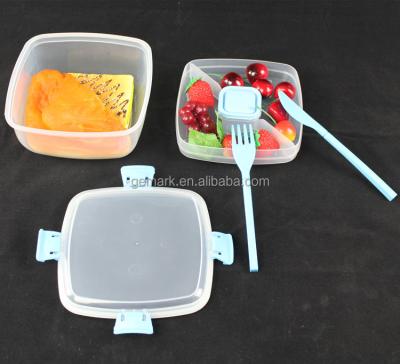 China Freshness Preservation Keep Fresh Lunch Box Chip And Dip Bowl Sauce Container With Knife And Fork for sale