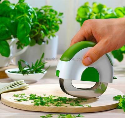 China Viable Salad Chopper Herb Slicer Knife With Double Cutting Blade for sale