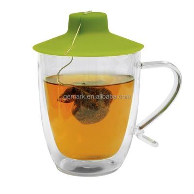 China Viable Silicone Tea Bag Friend And Cup Cover Lid for sale