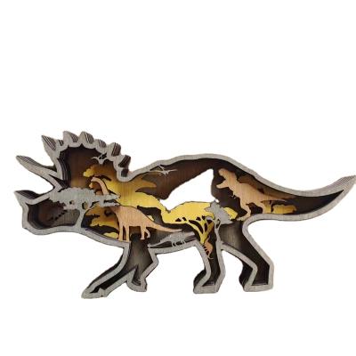 China European Christmas Crafts Wooden Creative North American Forest Decoration Dinosaur Animals Home Ornaments for sale