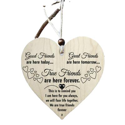 China Hot Selling Europe Style Decorations Wooden Christmas Ornaments Heart Shaped Wood Crafts Wooden Crafts for sale