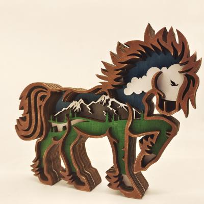 China Europe Wood Carving Wooden Horse Ornaments Creative Gifts Wood Carving Crafts for sale