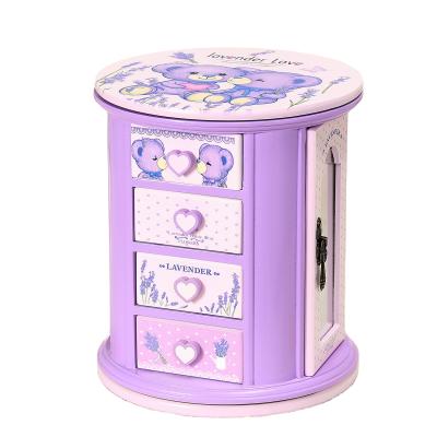 China China factory wooden round jewelry box rotating jewelry box cartoon kids gifts for sale