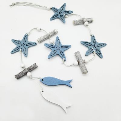 China Europe 2021 Blue Sea Starfish Scallop Wooden Backdrop Pendant for sale