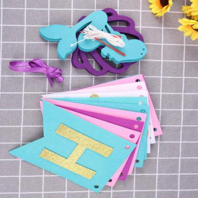 China Creative Decorations Party Decoration Pull Flag Flag Felt Pull Flag Flower Fcrafts Felt for sale