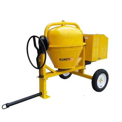 China 350L mini diesel portable concrete mixer electric gasoline engine cement with pump 2 wheels for sale in peru for sale