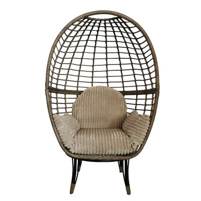 China Comfortable High Quality Outdoor Furniture Rattan Swing Egg Chair Patio Rattan Egg Hanging Chair With Stand Lounger for sale