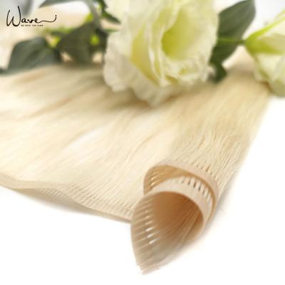 China Tangle Invisible Cuttable Style Machine Made Free Remy Human Hair Weft Extensions European Invisible Seamless Hair Weft Factory Hair Track for sale