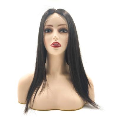 China 2021 New Arrival Silky Straight Virgin Human Hair Natural Black Silk Top Invisible Lace Front Wig for sale