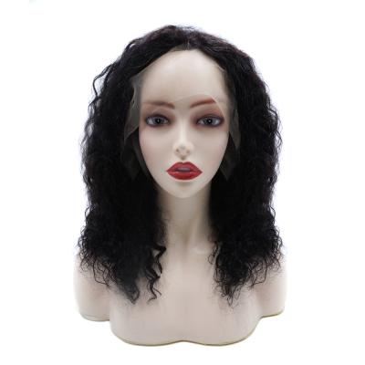 China 100% Deep Wave Human Hair Deep Curly Swiss Lace Front Wig Head Headband Lace Front Wig 16 Inches for sale