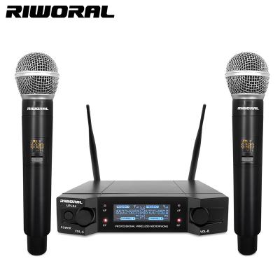 China Hot Selling Professional Handheld Microphone Riworal UPLX4 Studio Recording MIC System UHF Wireless Microphone For Sing for sale