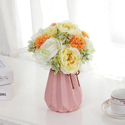 China 14 Heads Eco-friendly Artificial Peony Rose Flowers Real Touch Silk Bouquet For Home Decor for sale