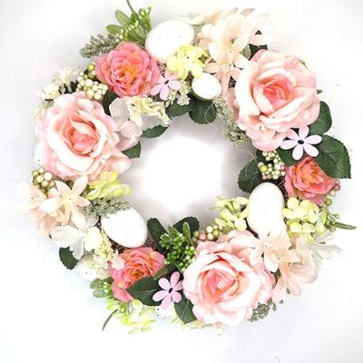 China Wholesale Custom Indoor Eco-Friendly Rose Egg Easter Wreath Silk Rattan Window Decoration for sale