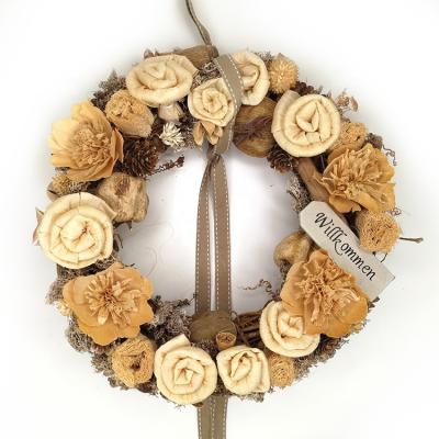 China Eco-friendly Home Shop Door Window Decoration Harvest Season Autumn Dried Flower Garland for sale