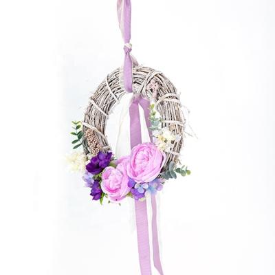 China Wholesale Price Eco-friendly Handmade Home Decor Good Quality Peony Rose Wreath for sale